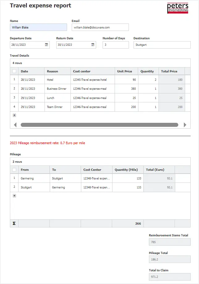 Nouveautés Docuware, formulaire Calcul Docuware